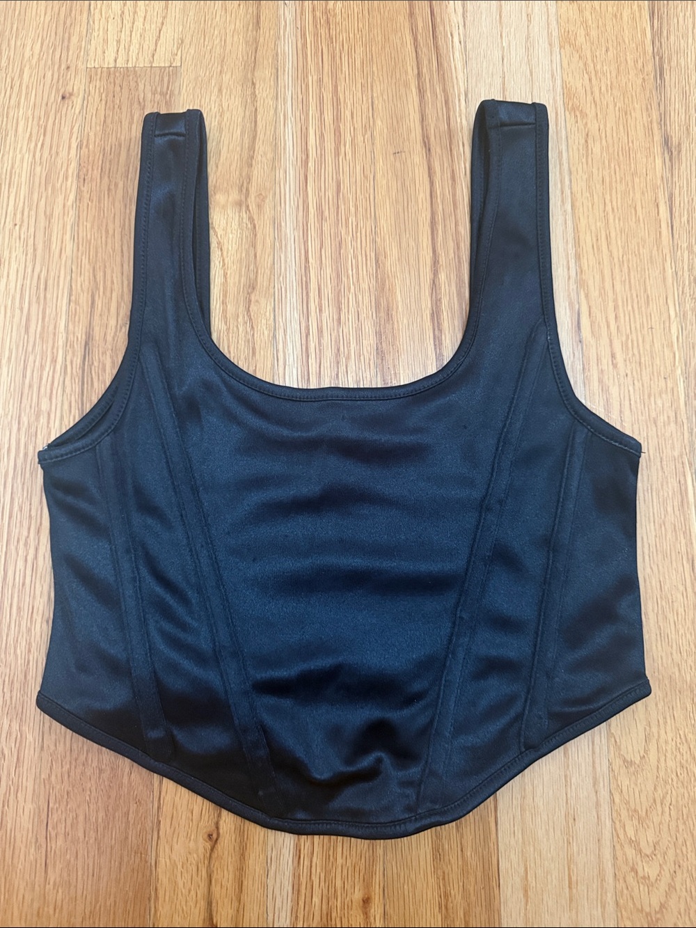 Topshop Black Longline Scoop Neck Crop Tank